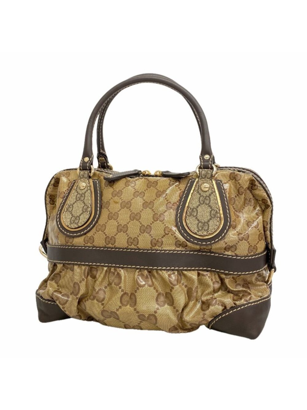 Gucci Handbag GG Crystal Brown Champagne Gold